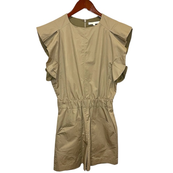 Maje Iparvin Flutter Sleeve Romper Tan Size 36 Small - Picture 5 of 15